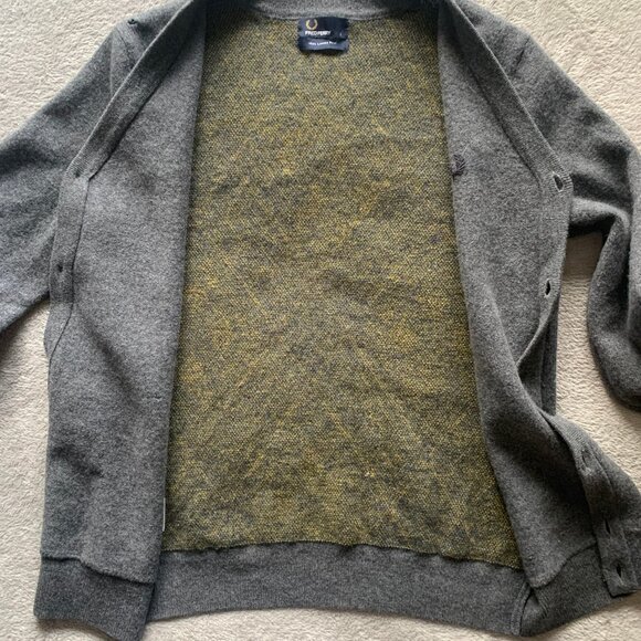 Fred Perry Cardigan Lambs Wool Argyle Sweater. Medium. - Picture 4 of 12